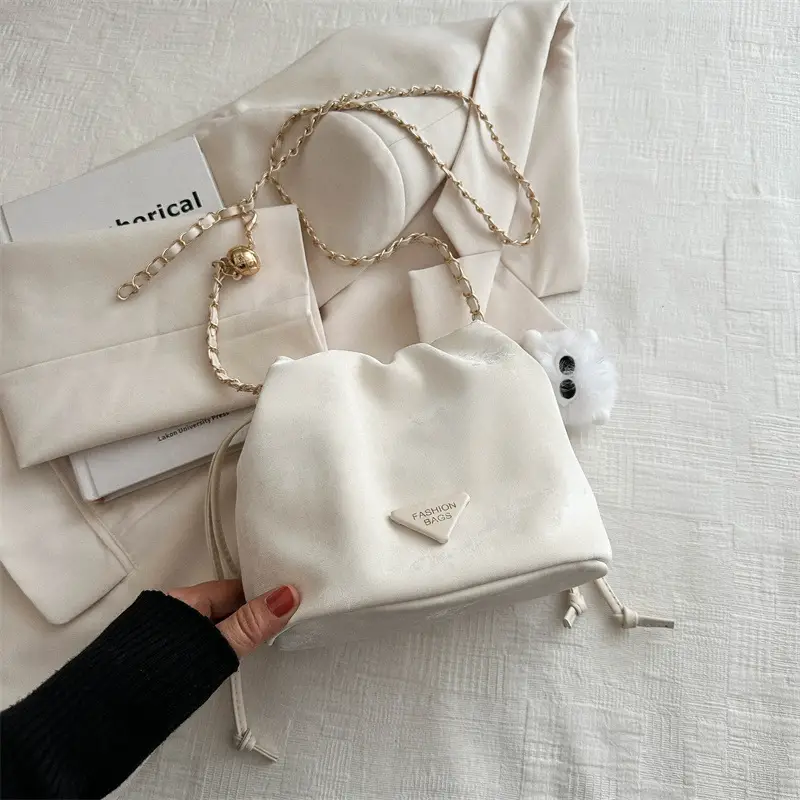 Pink Drawstring Shoulder Bag for Women 2024 Spring - Image 6