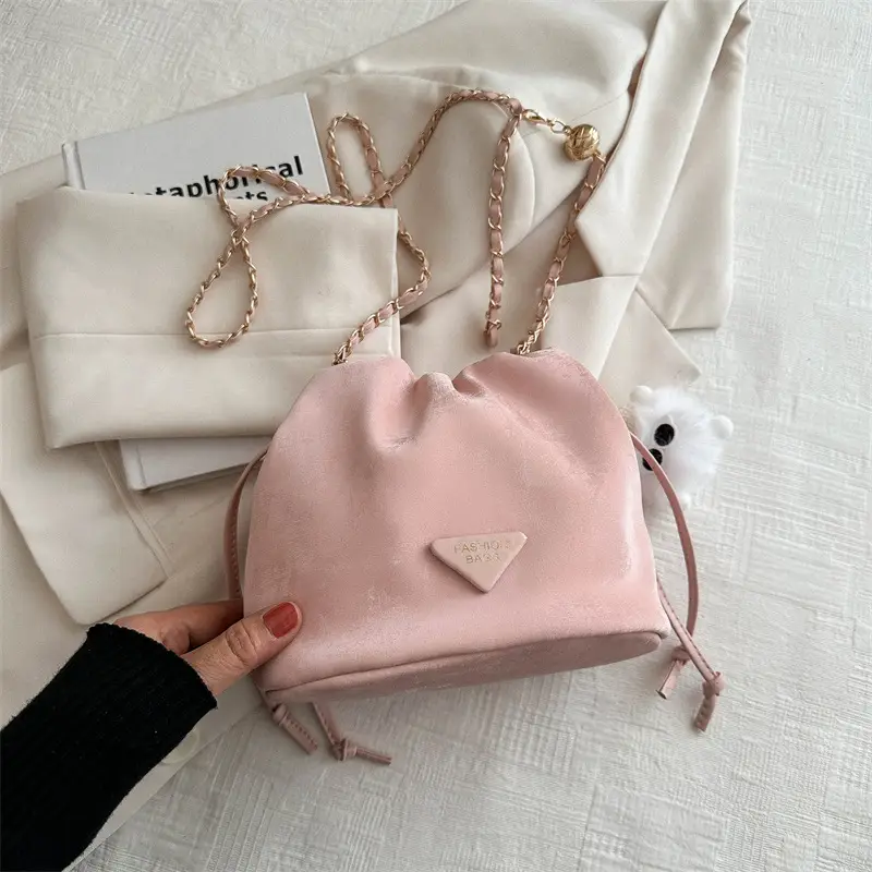 Pink Drawstring Shoulder Bag for Women 2024 Spring - Image 7