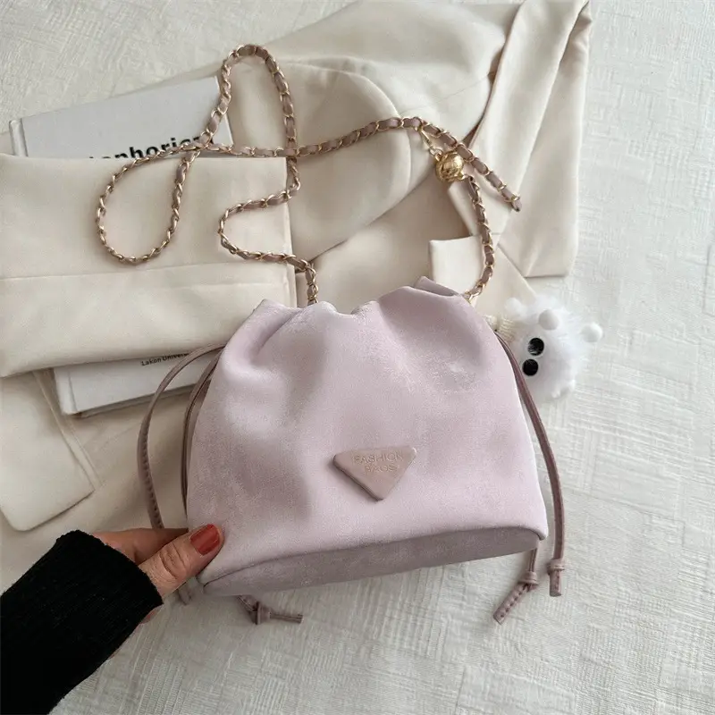 Pink Drawstring Shoulder Bag for Women 2024 Spring - Image 8