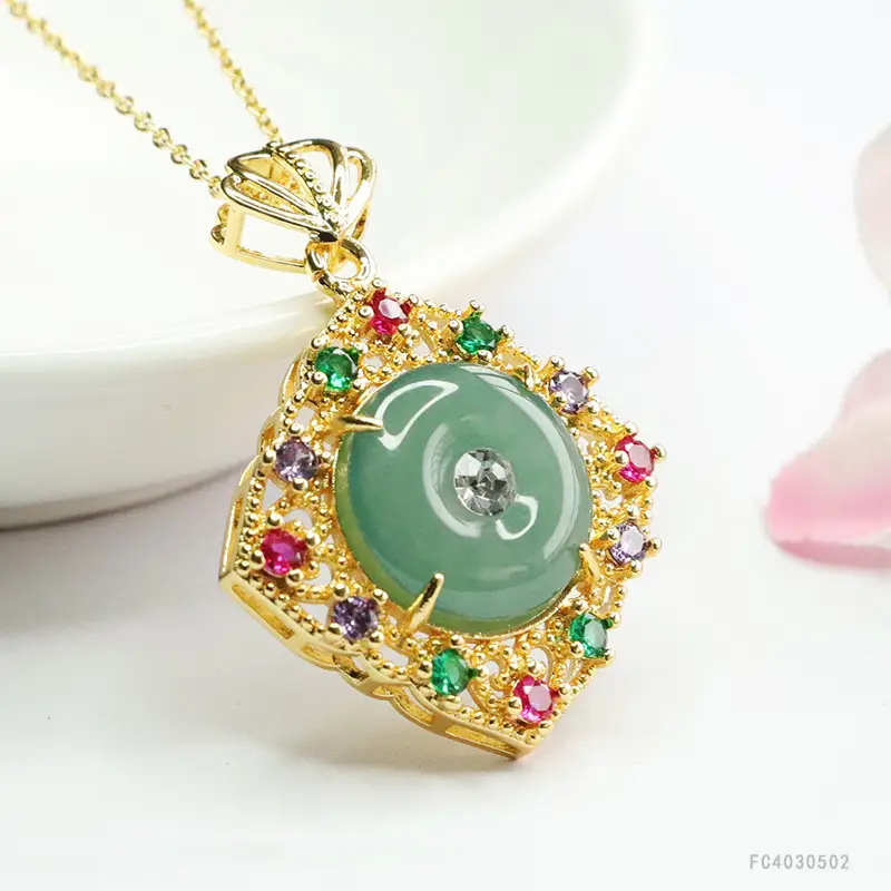 Guan Yu Jade Pendant Necklace with Safety Buckle Design - Image 3