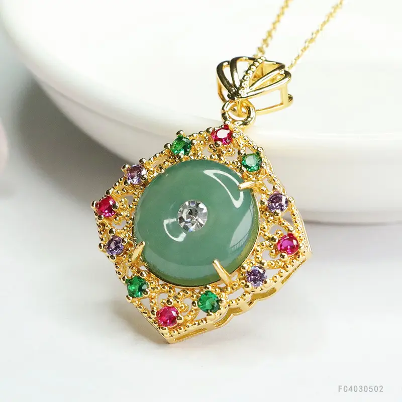 Guan Yu Jade Pendant Necklace with Safety Buckle Design - Image 4