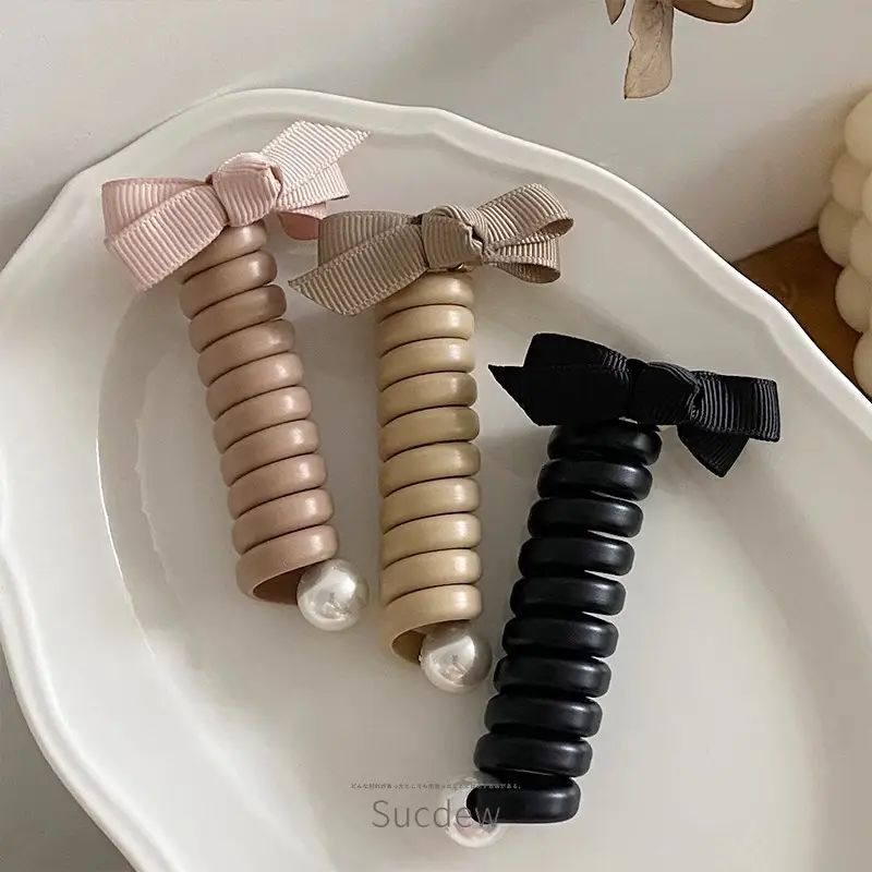 Elegant Brown Bow Hair Rope for High Ponytail - Image 10