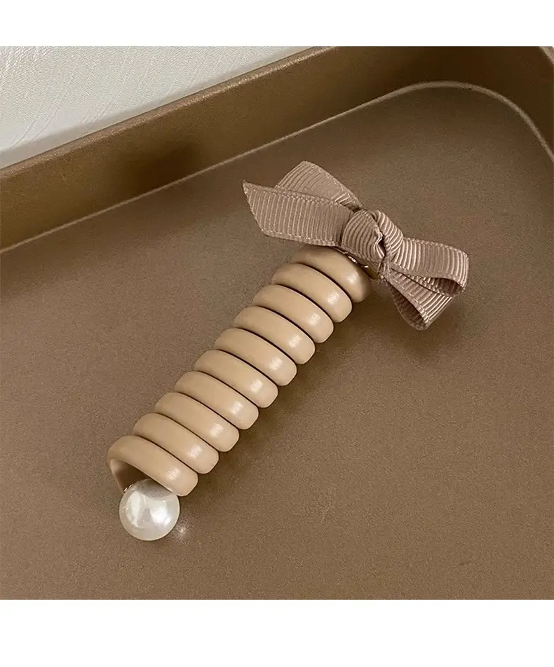 Elegant Brown Bow Hair Rope for High Ponytail — feature 12