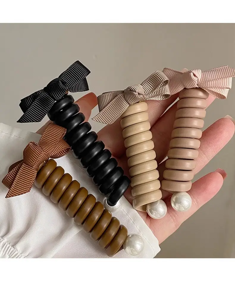 Elegant Brown Bow Hair Rope for High Ponytail — feature 3