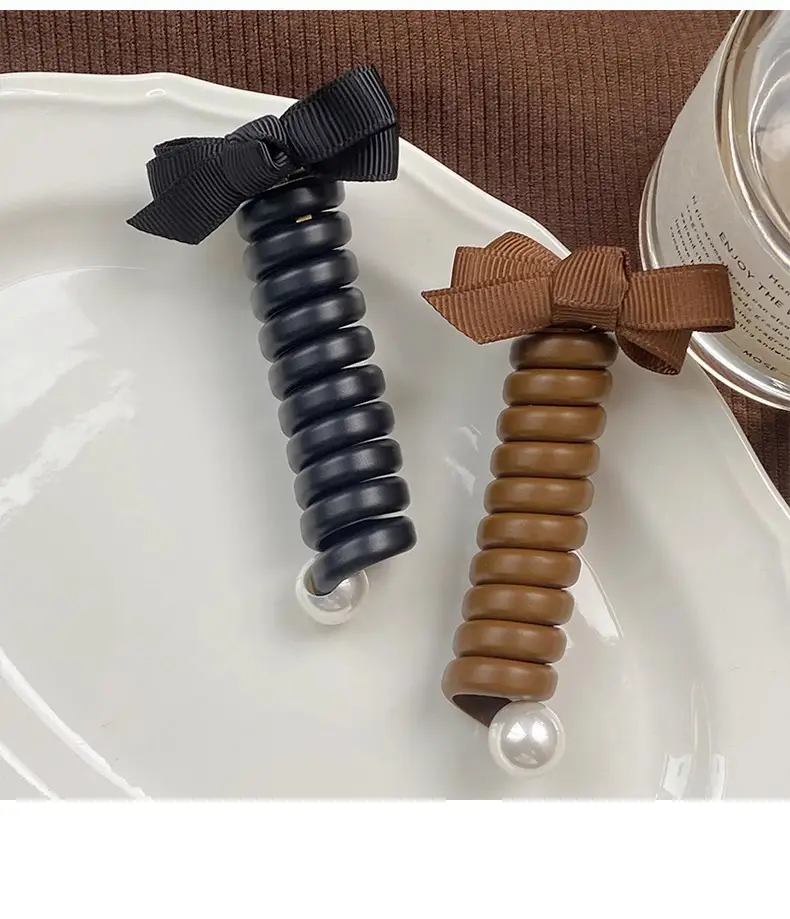 Elegant Brown Bow Hair Rope for High Ponytail — feature 4
