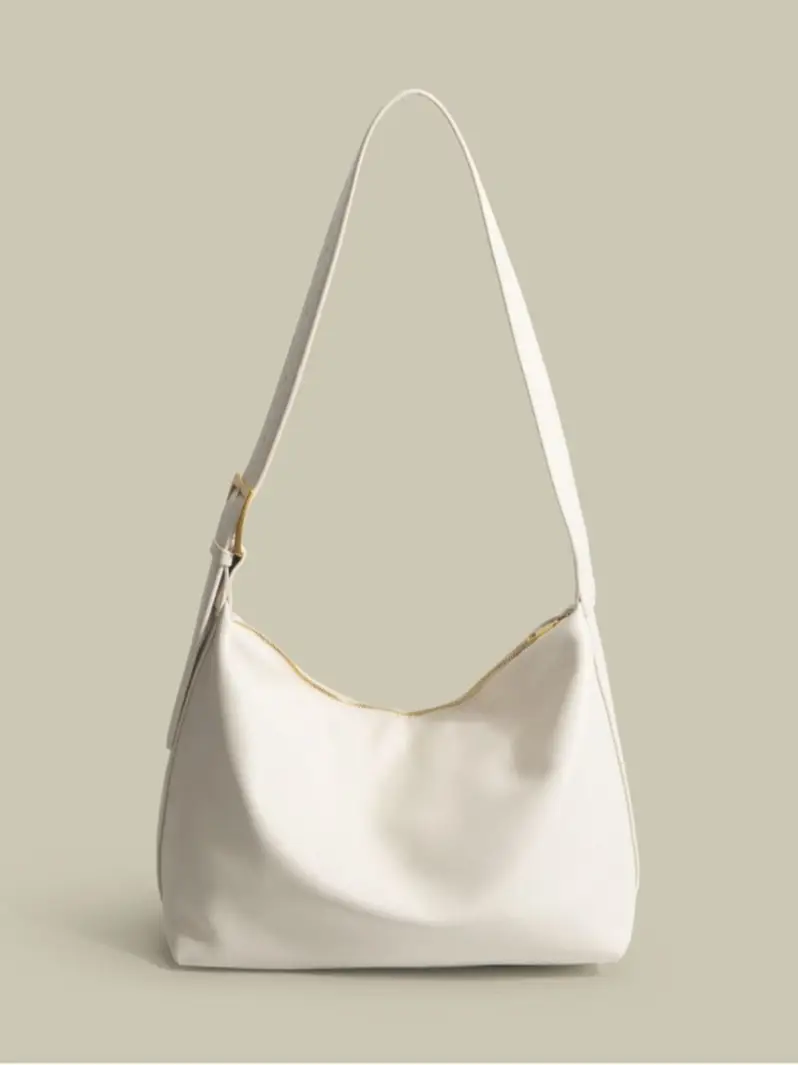 Brown Pu Leather Shoulder Bag with Wide Strap