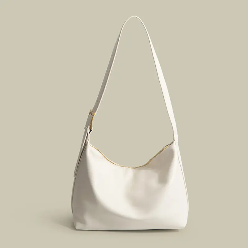 Brown Pu Leather Shoulder Bag with Wide Strap