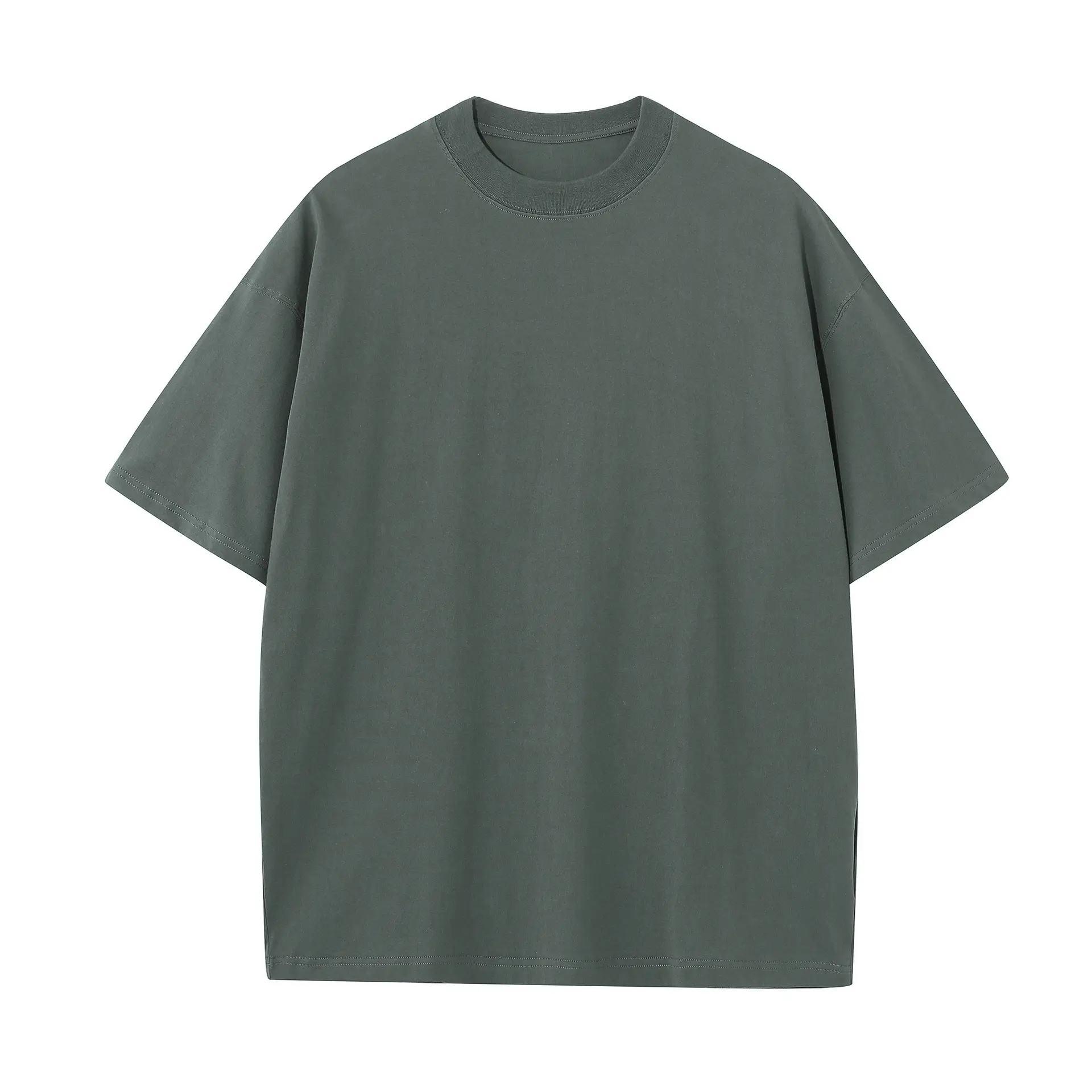 Men's 230g Cotton T-Shirt Green Loose Fit - Image 6