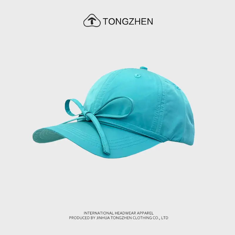 Pink Bow Cap for Women Summer Sun Protection - Image 2