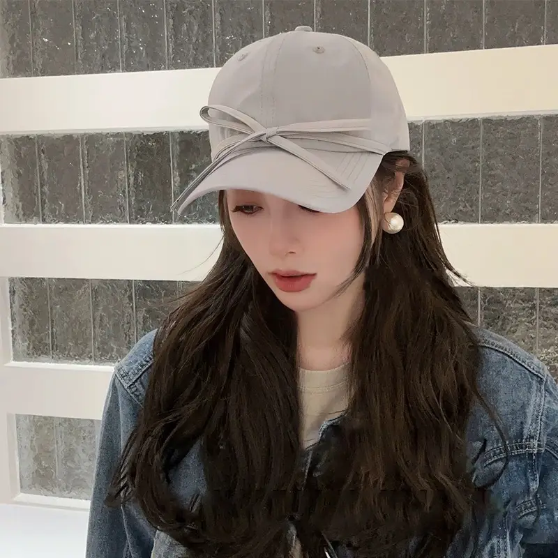 Pink Bow Cap for Women Summer Sun Protection — feature 1