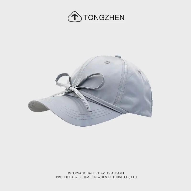 Pink Bow Cap for Women Summer Sun Protection - Image 3