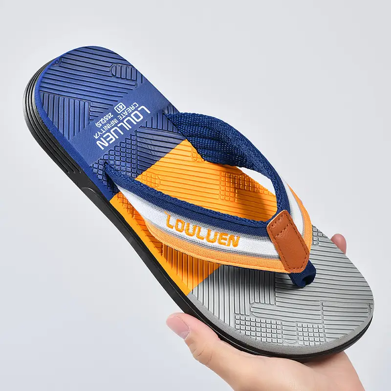 2025 Men's Distinctive Non-Slip Beach Slippers Brown Green - Image 7