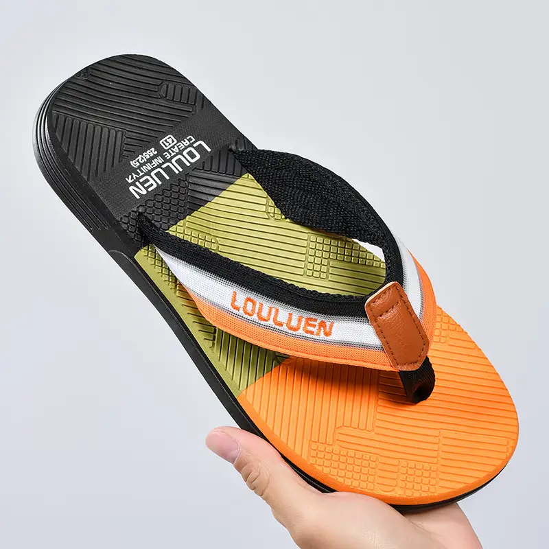 2025 Men's Distinctive Non-Slip Beach Slippers Brown Green - Image 8