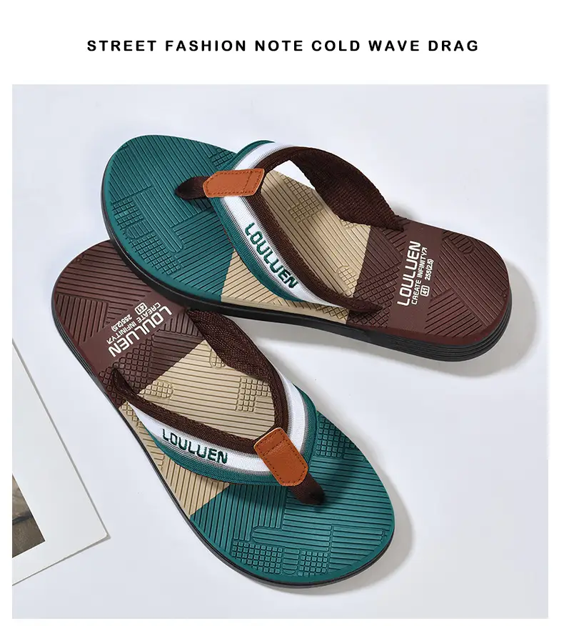 2025 Men's Distinctive Non-Slip Beach Slippers Brown Green โ feature 16