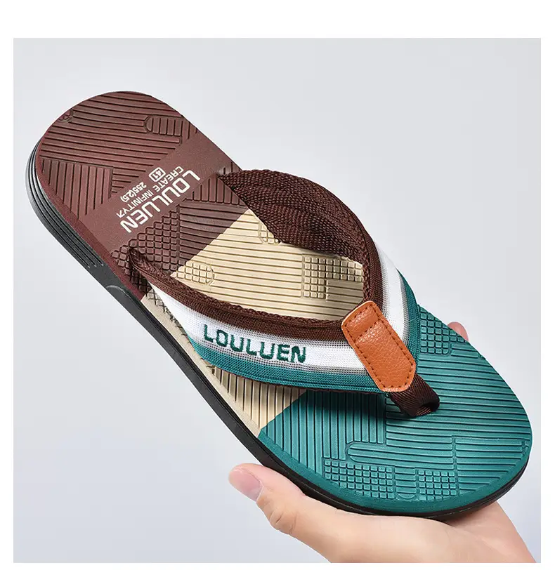 2025 Men's Distinctive Non-Slip Beach Slippers Brown Green โ feature 18