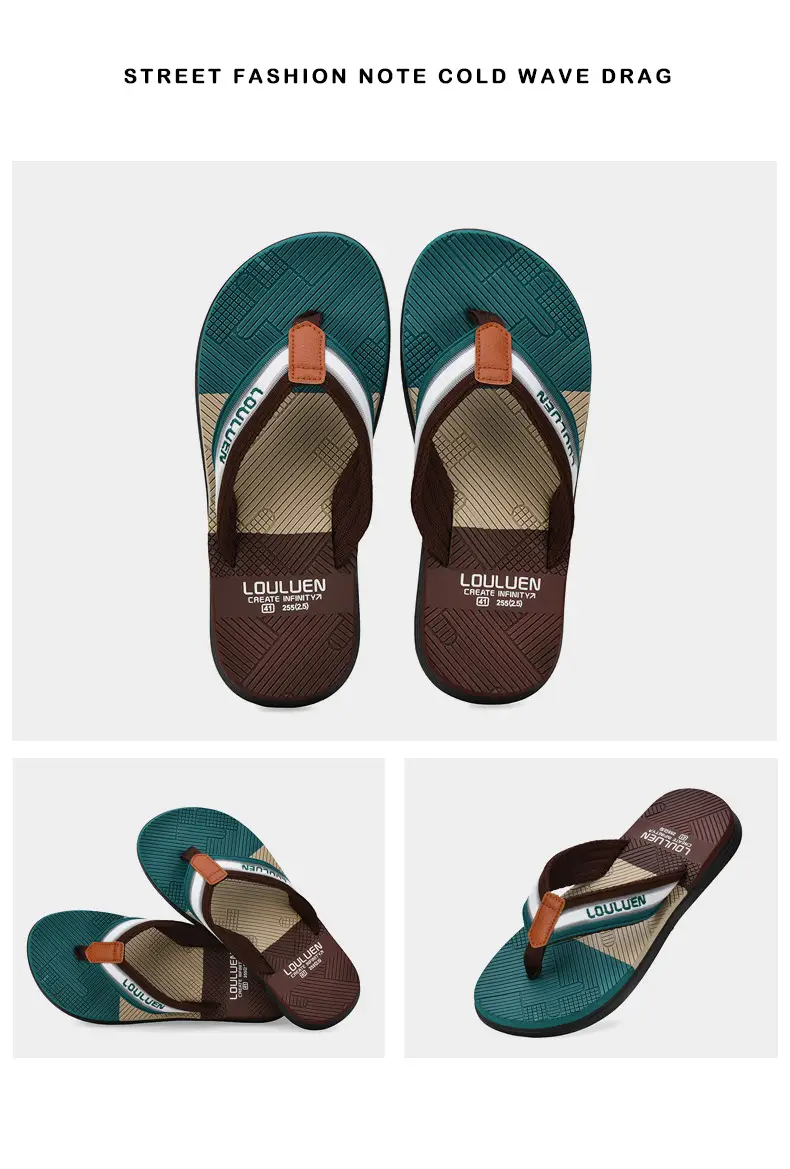 2025 Men's Distinctive Non-Slip Beach Slippers Brown Green โ feature 28