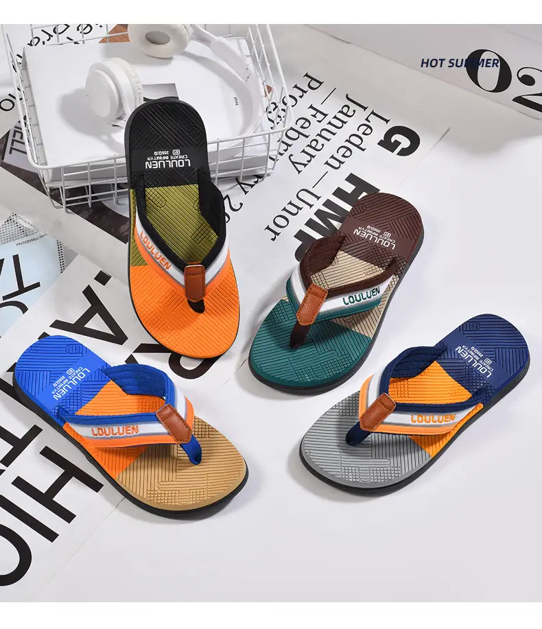 2025 Men's Distinctive Non-Slip Beach Slippers Brown Green โ feature 7