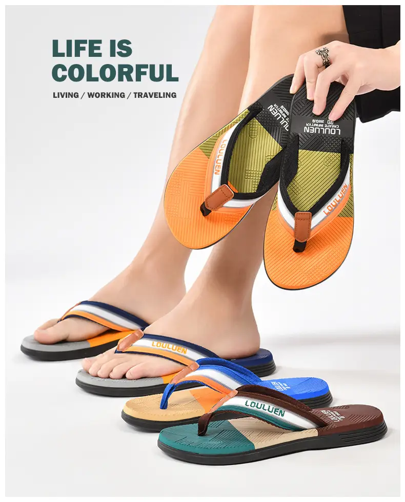 2025 Men's Distinctive Non-Slip Beach Slippers Brown Green โ feature 8