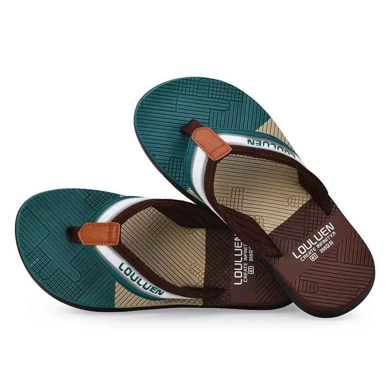2025 Men's Distinctive Non-Slip Beach Slippers Brown Green - Image 3