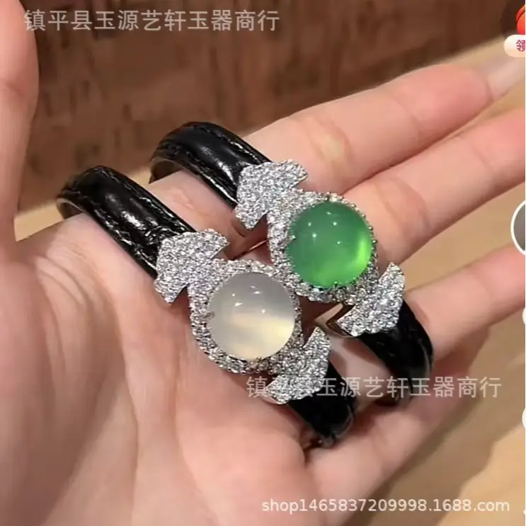Chinese Style Women's Wristband with Yang Green Agate & Silver Plated - Image 7