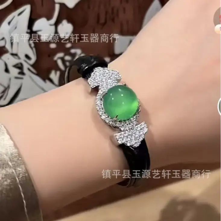 Chinese Style Women's Wristband with Yang Green Agate & Silver Plated - Image 10