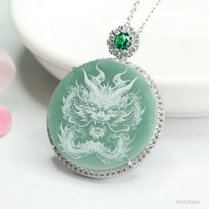 Guan Yu Jade Dragon Pendant Blue Water Dragon Brand - Image 3