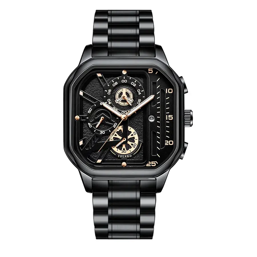 Men's Quartz Watch Black Square Large Dial 22cm - Image 3