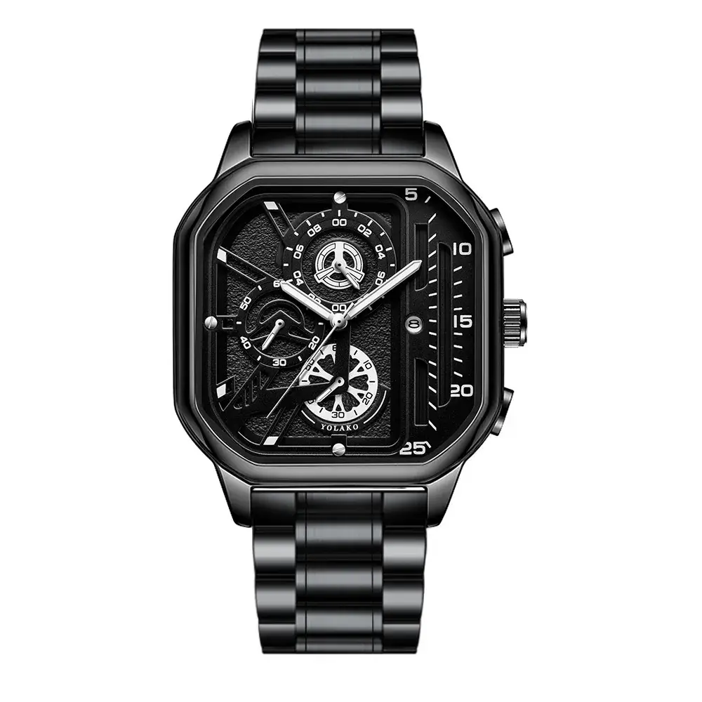 Men's Quartz Watch Black Square Large Dial 22cm - Image 4