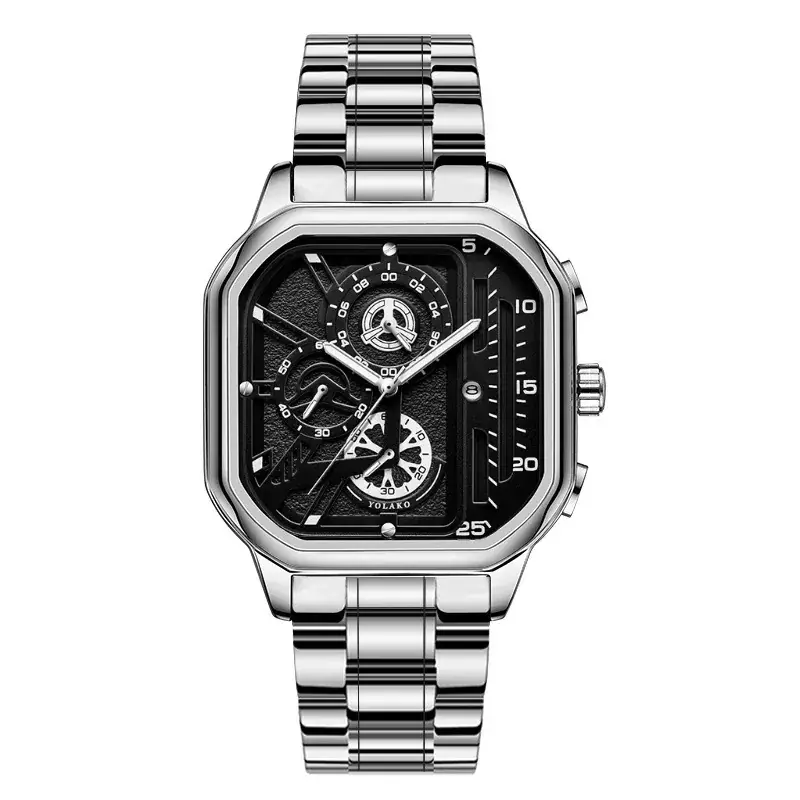 Men's Quartz Watch Black Square Large Dial 22cm - Image 5