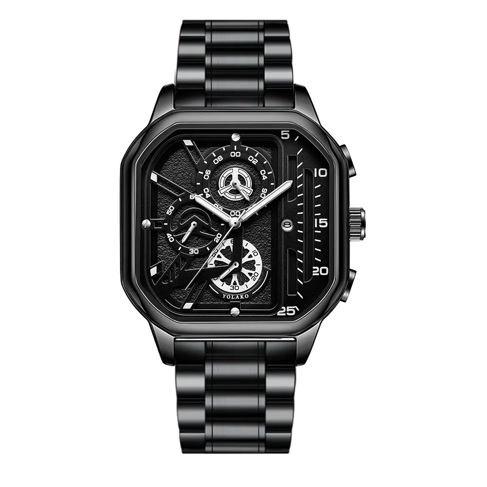 Men's Quartz Watch Black Square Large Dial 22cm — feature 2