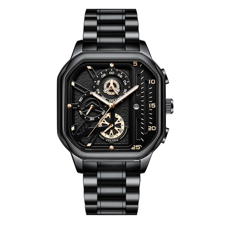Men's Quartz Watch Black Square Large Dial 22cm — feature 3