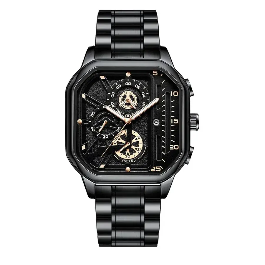Men's Quartz Watch Black Square Large Dial 22cm - Image 2