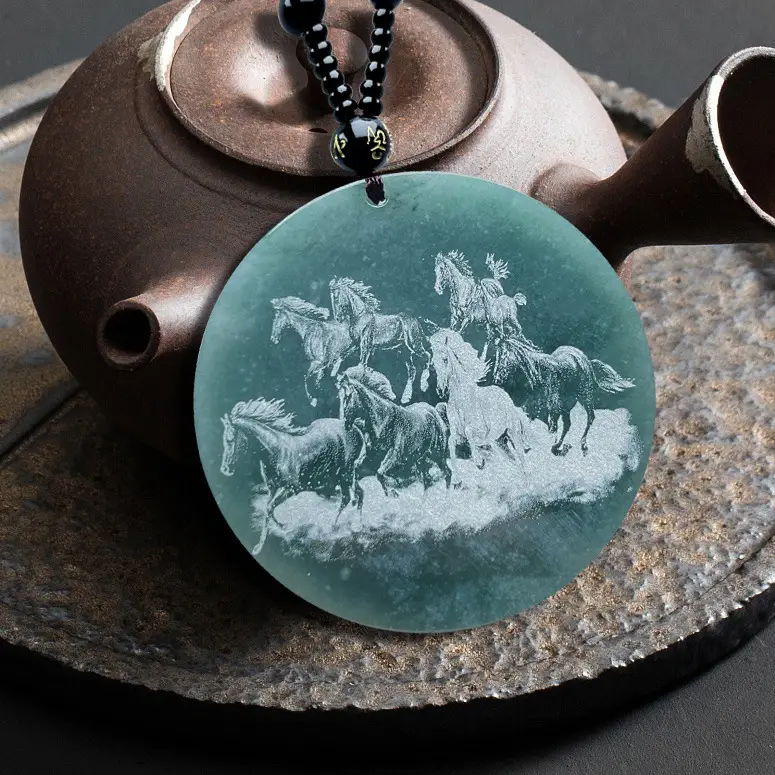 Ice Bottom Blue Water Eight Horses Necklace - Image 3