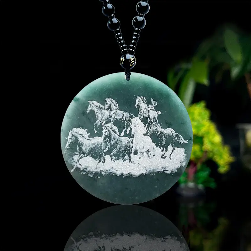 Ice Bottom Blue Water Eight Horses Necklace - Image 4