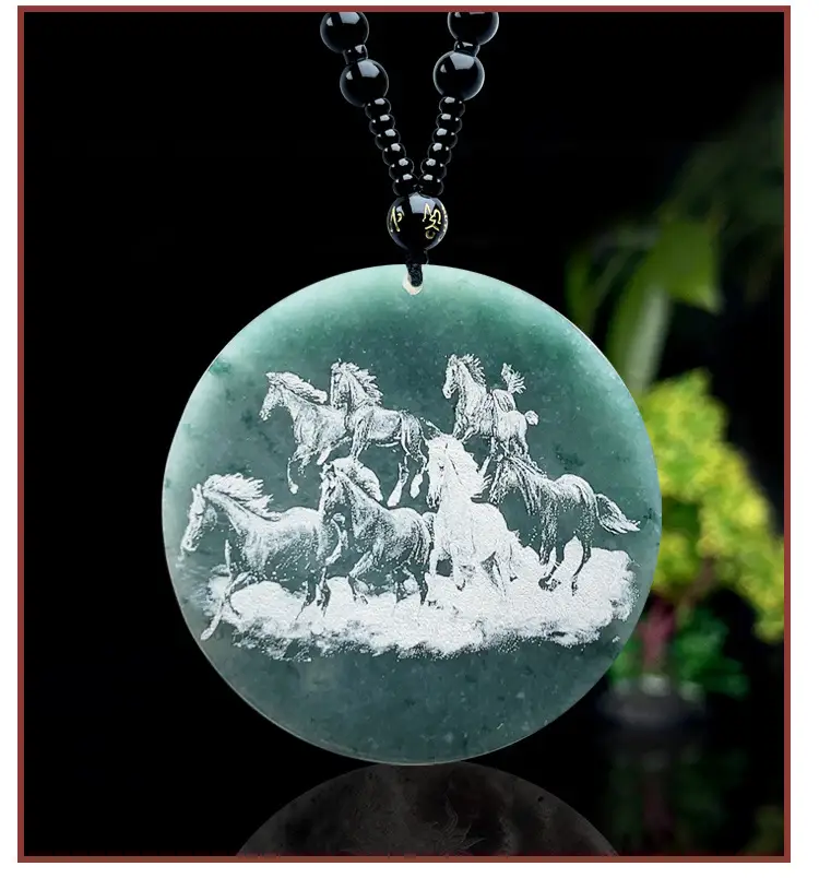 Ice Bottom Blue Water Eight Horses Necklace — feature 3