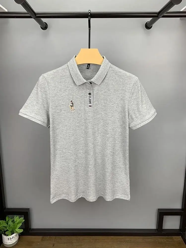 Men's White Embroidered Polo Shirt with Horse Design — feature 15