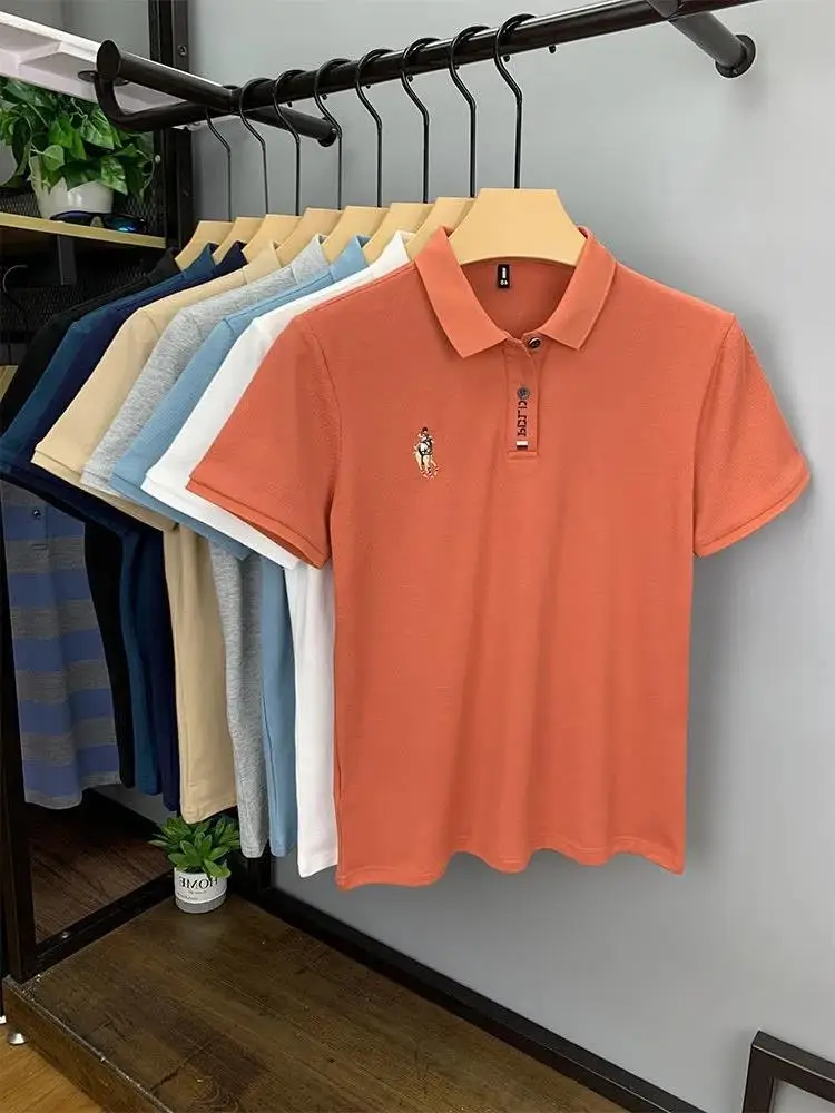 Men's White Embroidered Polo Shirt with Horse Design — feature 6