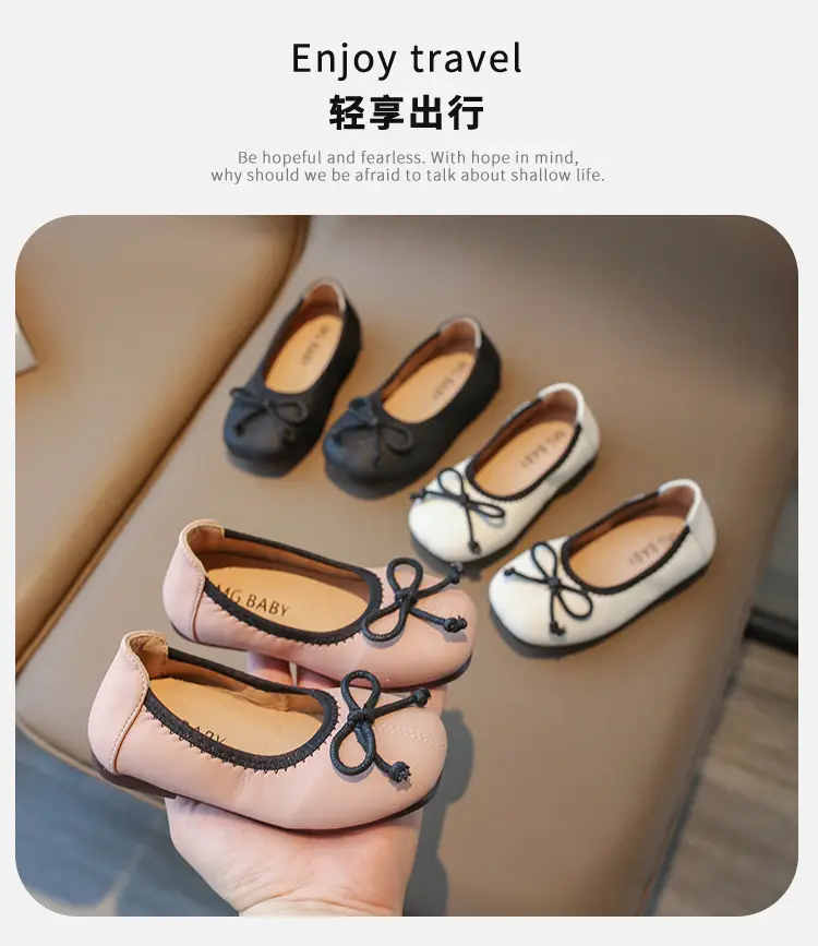 Flats Flats 2025 Spring & Fall New Soft-Soled Bow Girls Princess Shoes Korean Style Slip-On Kidsren's Leather Shoes — feature 1