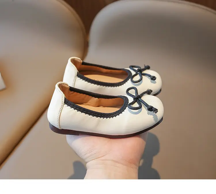 Flats Flats 2025 Spring & Fall New Soft-Soled Bow Girls Princess Shoes Korean Style Slip-On Kidsren's Leather Shoes — feature 12