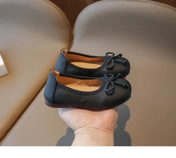 Flats Flats 2025 Spring & Fall New Soft-Soled Bow Girls Princess Shoes Korean Style Slip-On Kidsren's Leather Shoes — feature 15