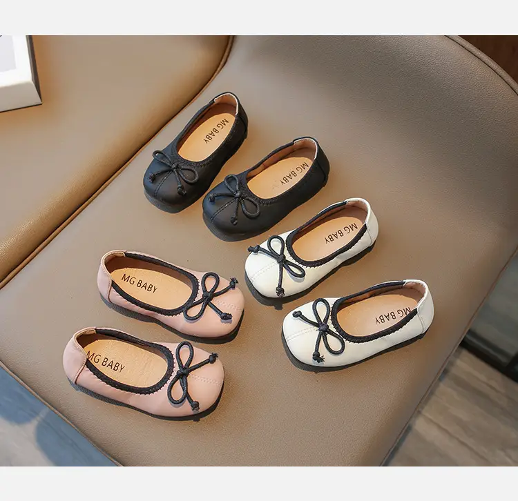 Flats Flats 2025 Spring & Fall New Soft-Soled Bow Girls Princess Shoes Korean Style Slip-On Kidsren's Leather Shoes — feature 7