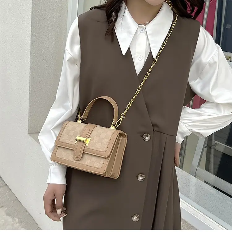 Black Velvet Square Handbag with Gold Chain for Women - Image 6