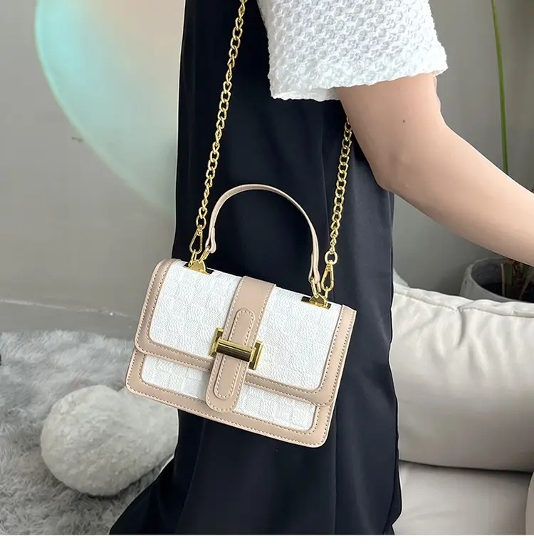 Black Velvet Square Handbag with Gold Chain for Women — feature 14