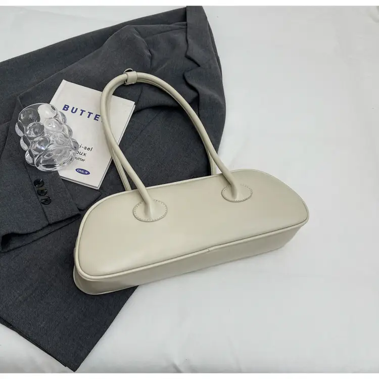 Women's New French Textured Shoulder Bag Cream 2024 — feature 16