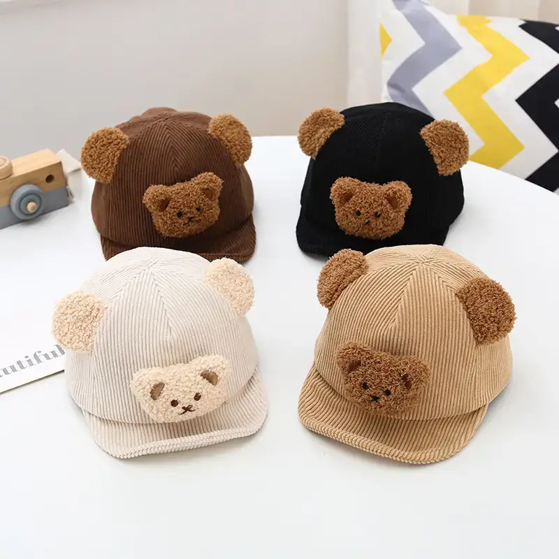 Brown Bear Embroidered Baby Cap for Boys Autumn Winter - Image 5