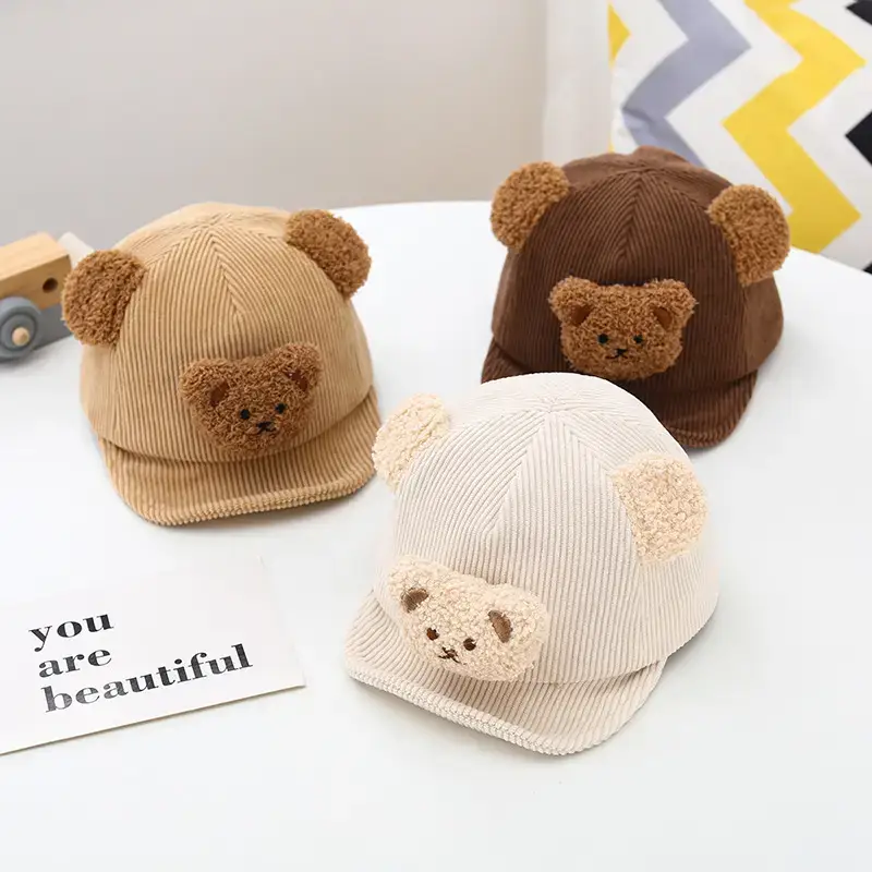 Brown Bear Embroidered Baby Cap for Boys Autumn Winter - Image 6