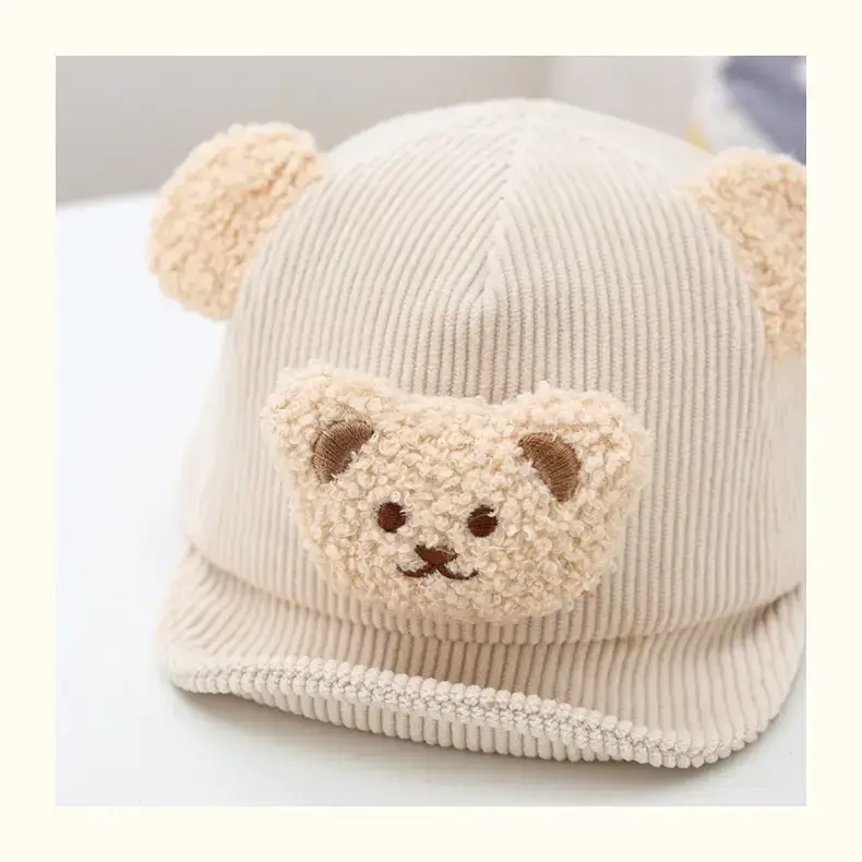 Brown Bear Embroidered Baby Cap for Boys Autumn Winter — feature 4