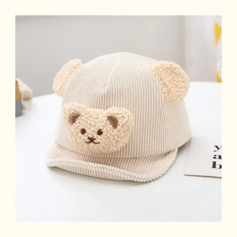 Brown Bear Embroidered Baby Cap for Boys Autumn Winter — feature 7