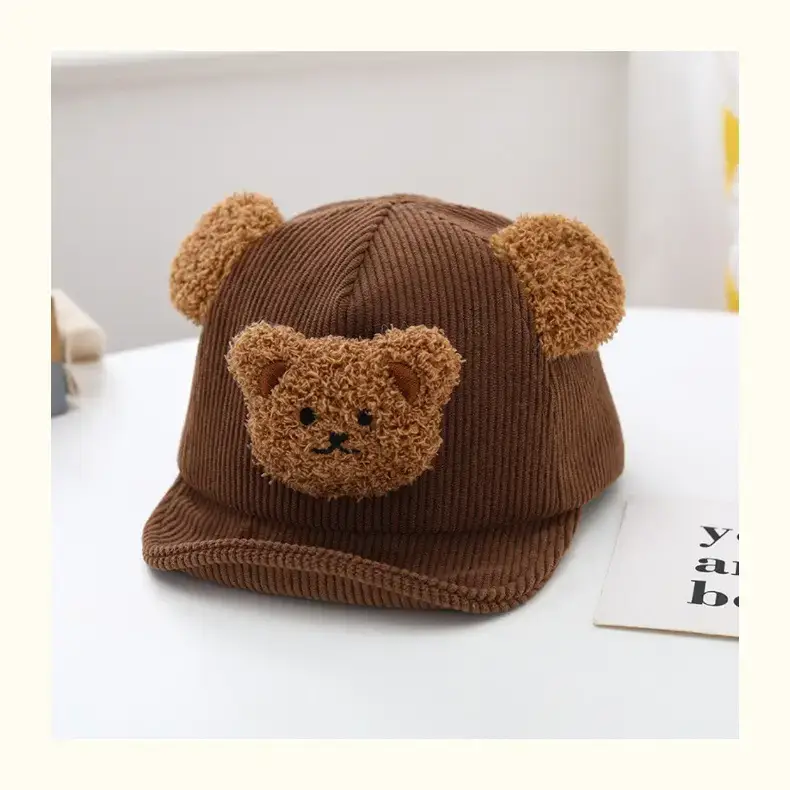 Brown Bear Embroidered Baby Cap for Boys Autumn Winter — feature 8