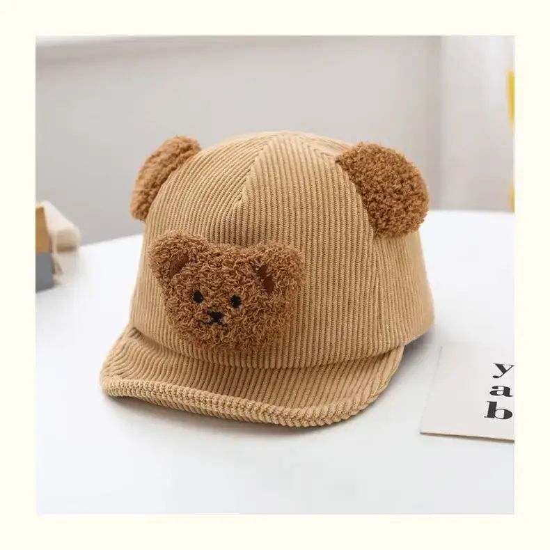 Brown Bear Embroidered Baby Cap for Boys Autumn Winter — feature 9
